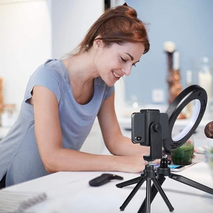 LED Ring Light 6" with Tripod Stand for Desk YouTube Video and Makeup, Mini Camera Light with Cell Phone Holder Desktop LED Lamp with 3 Light Modes & 11 Brightness Level (6 inch) - size: 6 inch with Tripod Stand