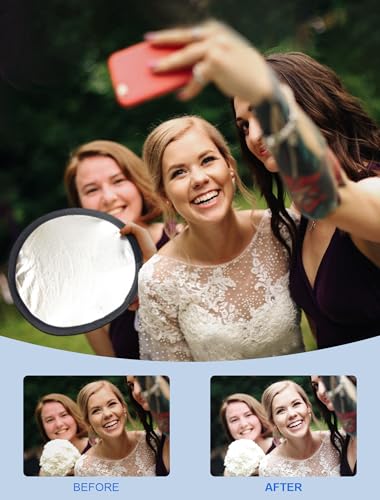 Selens 2 in 1 Foldable 17inch/45cm Light Reflector,Collapsible Disc Photography Reflector Silver,White for Portable Portrait Photography and Outdoor Lighting - size: 2 in 1 17inch (White/Silver)