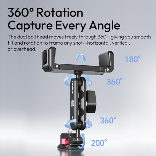 ULANZI MA56 4-in-1 Metal Phone Tripod Mount with Cold Shoe & Arca Swiss Plate, 360° Adjustable Hot Shoe Camera Phone Mount for iPhone, Compact All-in-One Adapter for Smartphone Photography & Video