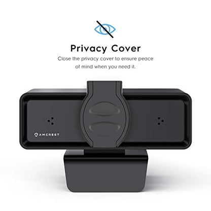 Amcrest 1080P Webcam with Microphone & Privacy Cover, 2 Noise-Cancelling Mics, USB Webcams for Desktop/Laptop PC Computer, Web Cam for Calls, Conference, Zoom, Skype, Online Classes, Meetings AWC2198