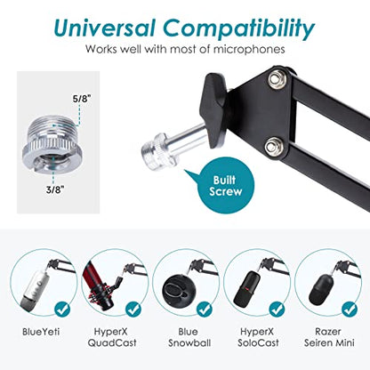 YOUSHARES Mic Stand - Microphone Arm with Upgraded Heavy Duty Clamp, Wall Mount and Universal Mic Holder for Blue Yeti/HyperX QuadCast ＆ Other Mics - color: Black Multi-Mount Stand