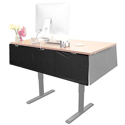 Mount-It! Under Desk Modesty Panel for Office Desks and Sit Stand Workstations [60 Inches Wide] Mesh Organizer Pockets for Cables and Wires (Black) - size: 60 inches