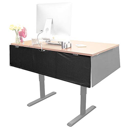 Mount-It! Under Desk Modesty Panel for Office Desks and Sit Stand Workstations [60 Inches Wide] Mesh Organizer Pockets for Cables and Wires (Black) - size: 60 inches
