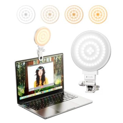 Clip on Ring Light,Webcam Light,360° Rotatable Clip-on LED Light with 100 Beads,Full Screen Bright Lighting for Video Conference,Live Streaming,Selfie,iPhone,Makeup,Portable & Rechargeable