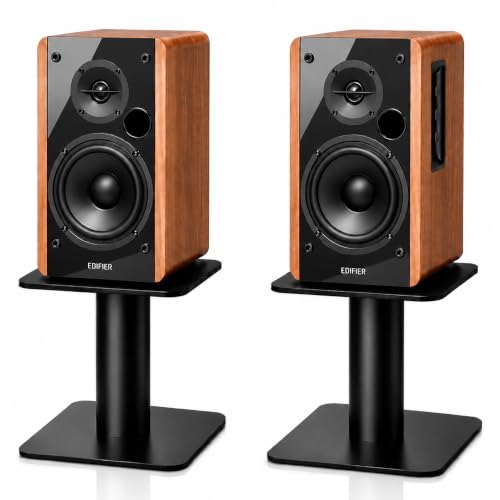Desktop Speaker Stands Pair for 4-6.5 Inch Studio Monitors & Bookshelf Speakers, Heavy-Duty Steel Stands with Built-in Cable Management for Home Studio & Gaming Setups, Supports up to 44lbs - color: Black, size: M|4-6.5 inch Speakers