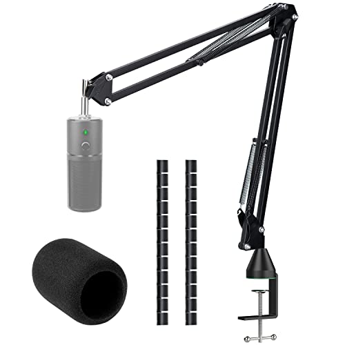 Razer Seiren X Mic Boom Arm Stand with Mic Foam Cover - Suspension Mic Stand and Windscreen with 2 pcs Cable Sleeve Compatible with Razer Seiren X Streaming Microphone - color: Razer Mic Stand