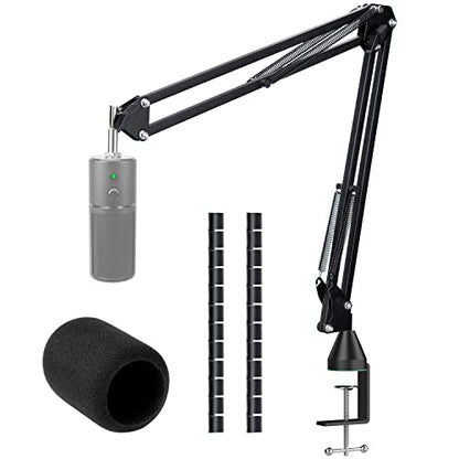 Razer Seiren X Mic Boom Arm Stand with Mic Foam Cover - Suspension Mic Stand and Windscreen with 2 pcs Cable Sleeve Compatible with Razer Seiren X Streaming Microphone - color: Razer Mic Stand