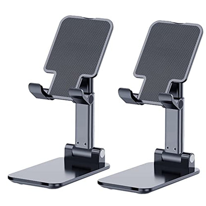 Phone Stand for Desk, Cell Phone Holder Cute Smart Cellphone Stand Foldable Stands Compatible with Under 8" Devices, Office Accessories, Deep Black - color: F-Deep Black