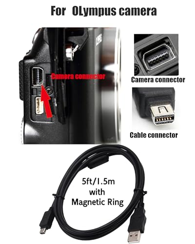 5Ft USB Cable for Olympus Camera,Compatible with Olympus Tough TG-310, TG-320, TG-610, TG-810, TG-820, TG-835, TG-850, TG-860,TG-870 Camera，Replacement for CB-USB5 CB-USB6 USB8