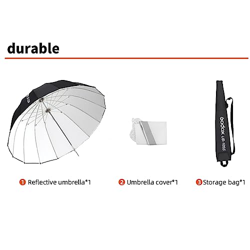 Godox 41.3" / 105cm Parabolic Deep Reflective Umbrella White Inner Studio Soft Light Umbrella with Withe Diffuser Cover for Photography Video Studio Shooting - color: White, size: 41.3"