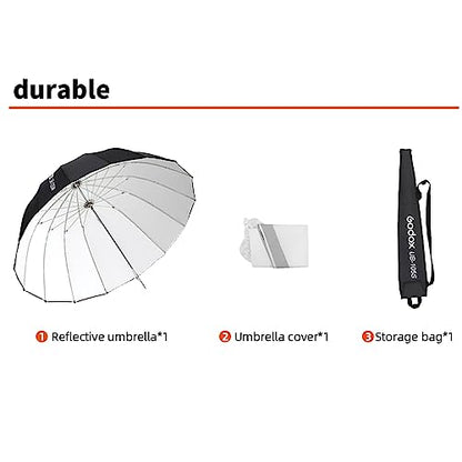 Godox 41.3" / 105cm Parabolic Deep Reflective Umbrella White Inner Studio Soft Light Umbrella with Withe Diffuser Cover for Photography Video Studio Shooting - color: White, size: 41.3"