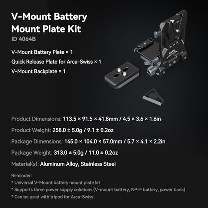 SmallRig Foldable V Mount Battery Plate, Tool-Free, All-in One Mounting Solution for Mirrorless/DSLR Cameras, with Modular Plate for Arca, Compact Camera Video Rig, for NEEWER V Mount Battery PS099E - style: Basic