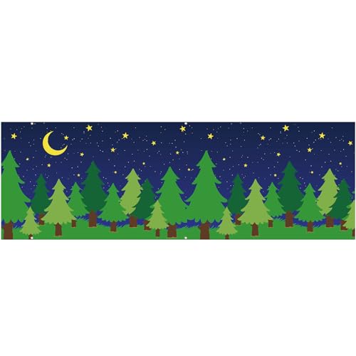 Teenyyou 10 x 30 ft Enchanted Forest Camping Backdrop Forest Night Scene Camping Background Supplies Photography Background for Theme Party Photo Banner Decoration - size: 10 x 30 ft