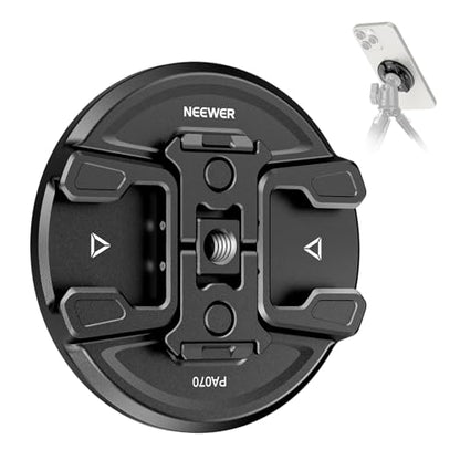 Neewer Magnetic Phone Tripod Mount with Action Camera Adapter, Cold Shoe with Anti Off Pin, 1/4" Thread Compatible with MagSafe iPhone 16 15 14 13 12 Series DJI Quick Release Adapter Mount, PA070 - style: PA070