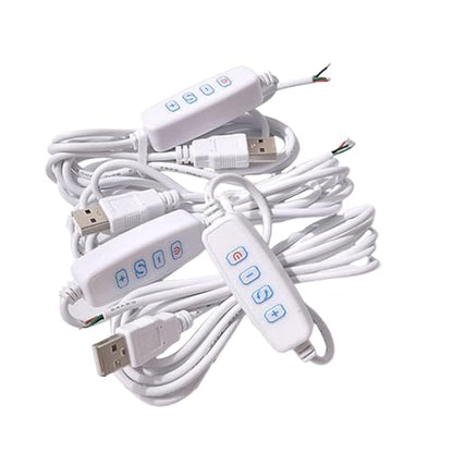 2Pcs White DC5V USB LED Dimmer Extension Cable with On/Off Switch Adapter LED Dimming Controller for LED Light Bulb Lamps USB-Port Power Cable for Led Light Bulb Lamps