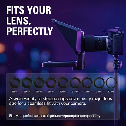 Elgato Prompter, Teleprompter with Built-in Screen | Drag-and-drop display, Supports DSLR, webcam, smartphone, Read chat or scripts, Works with Mac, PC, Stream Deck - style: Prompter