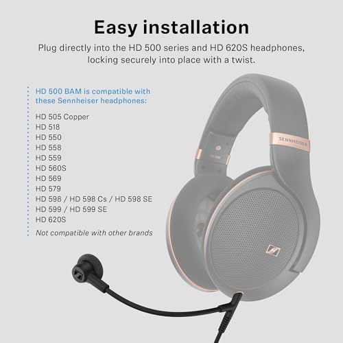 Sennheiser HD 500 BAM, Plug-in Boom Arm Mic for Gaming, Volume Controls