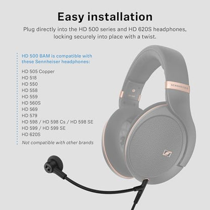 Sennheiser HD 500 BAM, Plug-in Boom Arm Mic for Gaming, Volume Controls