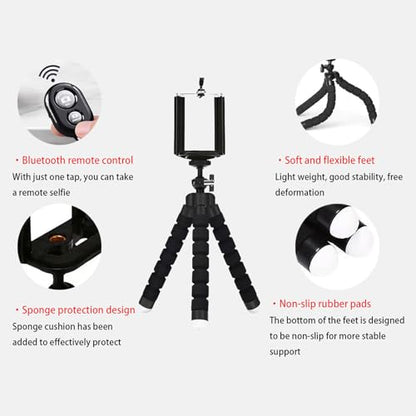 Mini Tripod, Sponge Tripod with Flexible Bracket with Wireless | Mini sponge tripod, made of thicker premium metal, flexible and rotatable, mobile phones, cameras travel tripod, durable