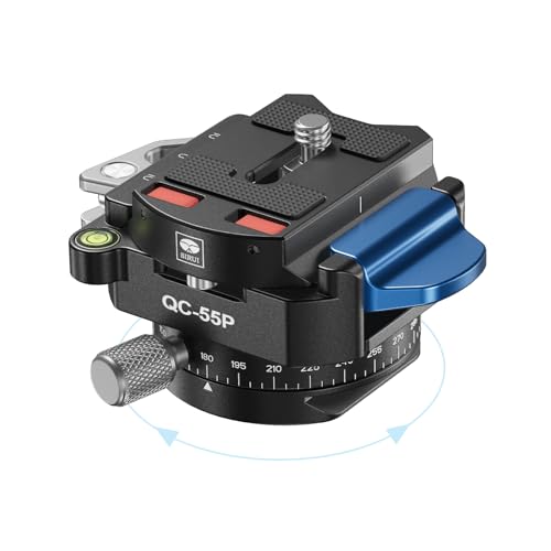 SIRUI 55mm Quick Release Plate with 360° Rotating Panoramic Head, Camera Mount Adapter with 1/4" and 3/8" Thread, Quick-Release Attach Plate for Tripod Monopod DSLR Stabilizer, QC-55P - size: Quick Release Plate with 360° Panoramic Head
