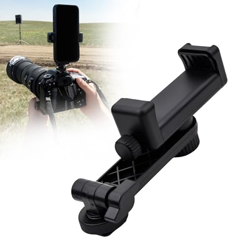 Heran Tripod Phone Mount for Camera, 360° Rotation Adjustable Cold Hot Shoe Smartphone Adapter Attachment Compatible with iPhone Samsung Sony Canon Nikon DSLR, Universal Accessories for Photography