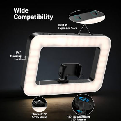 Smartphone LED Ring Light Video Rig Kit with Desktop Tripod Stand, Carrying Bag & Bluetooth Remote, Handheld Phone Stabilizer for Selfies, Makeup, Live Streaming, Vlogging