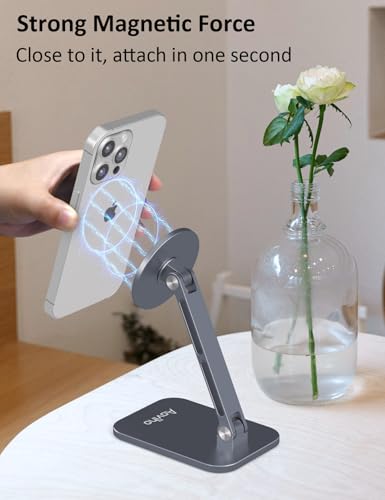 Aoviho Magnetic Phone Stand for MagSafe Adjustable - Aluminum Portable Phone Holder for Desk with 360° Rotating Head Compatible with iPhone 16/15/14/13/12 Pro Max and Magnetic Phone Case, Grey - color: Grey