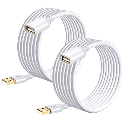 Costyle USB Extension Cable White 15ft, 2 Pack USB 2.0 Extender Cable Type A Male to A Female Extension Cable Long USB Extension Cord for Mouse, Keyboard, Flash Drive, Camera,Printer-White - color: White, size: 15FT