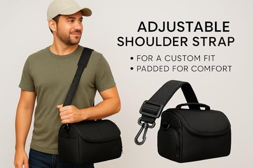 Large Digital Camera / Video Padded Carrying Bag / Case for Nikon, Sony, Pentax, Olympus Panasonic, Samsung, and Canon DSLR Cameras + eCostConnection Microfiber Cloth - style: Large