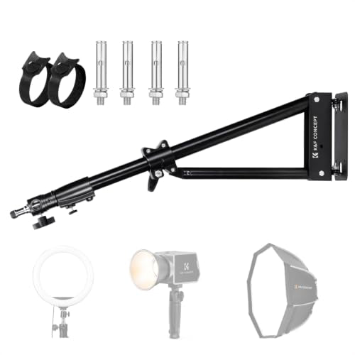 K&F CONCEPT Wall Mount Boom Arm 51"- Rotating Triangle Stand for Ring Light, Softbox, Reflector - Support 180°Flexible Rotation, 33-51in Adjustable Length, 20lbs Heavy Duty with 1/4''&3/8'' Mount - size: 130cm/51.18"
