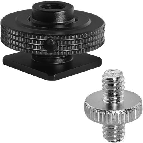 Aluminum Alloy Hot Shoe Adapter Camera Side Hole Reinforced Round Plate Cold Shoe Mount Conversion Screw 1/4 Male to 1/4 Male Suitable for Magic Arms Video Lights Monitors