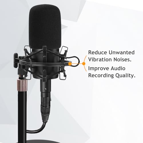 Audio Technica Mic Stand AT2020 with Shock Mount Foam Windscreen, AT2020 Microphone Stand with Pop Filter Shock Mount for Audio Technica AT2020 AT2020USB+ AT2035 ATR2500 Condenser Microphone