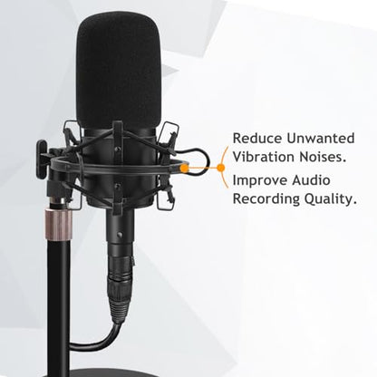 Audio Technica Mic Stand AT2020 with Shock Mount Foam Windscreen, AT2020 Microphone Stand with Pop Filter Shock Mount for Audio Technica AT2020 AT2020USB+ AT2035 ATR2500 Condenser Microphone