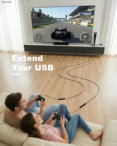 Active USB 2.0 Extension Cable 32FT(10M)with Built-in Signal Booster, 480Mbps High Speed Data Transfer Male to Female Repeater Cord, in-Wall-Long USB Extender for VR/Printer/Hard Drive/Xbox/PC - size: 32 ft (10m)