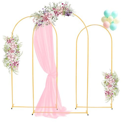 Toodour Arch Backdrop Stand 7.2FT, 6.6FT, 6FT Set of 3 Gold Metal Wedding Balloon Arch Stand for Birthday Anniversary Graduation Ceremony Opening Ceremonies Christmas New Year Garden Decorations - size: 7.2FT,6.6FT,6FT