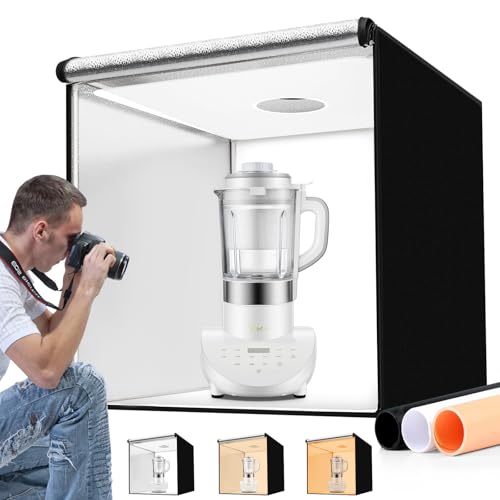 Photo Light Box 40x40 Inch for Photography, 3 Color 10-Level Adjustable Photo Box with Soft Light Cloth Professional Photo Background Shooting Tents White Light, Soft Light, Warm Light - size: 40 x 40 in (3 Color Temp)