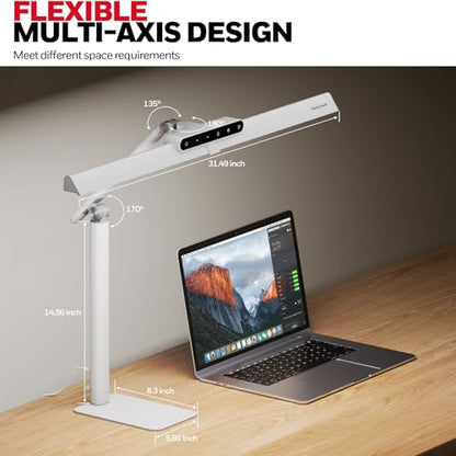 Honeywell LED Desk Lamp with Base - HJ1WT Sunturalux Eye-Caring Architect Desk Lamp for Home Office, 1200LM Computer Desk Light 4 Color Modes Stepless Dimming Task Desk Light with Timer Function White - style: White Base