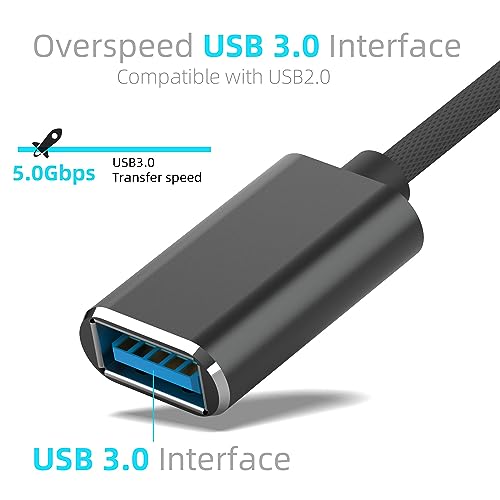 HIEbee Mini USB OTG Cable for Digital Cameras - USB A Female to Mini USB B 5-pin Male Adapter Braided Cable