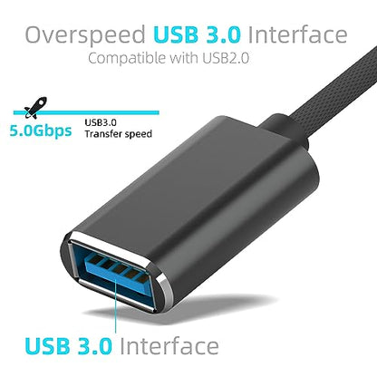 HIEbee Mini USB OTG Cable for Digital Cameras - USB A Female to Mini USB B 5-pin Male Adapter Braided Cable