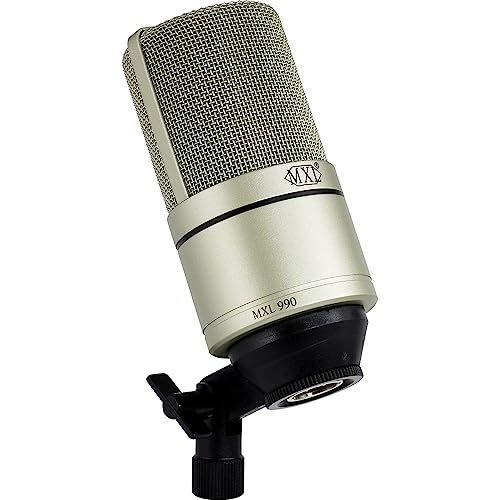 MXL 990 Condenser Microphone for Podcasting, Singing, Home Studio Recording, Gaming & Streaming | Detailed Sound | XLR | Large Diaphragm (Champagne) - style: MXL 990