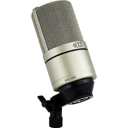 MXL 990 Condenser Microphone for Podcasting, Singing, Home Studio Recording, Gaming & Streaming | Detailed Sound | XLR | Large Diaphragm (Champagne) - style: MXL 990
