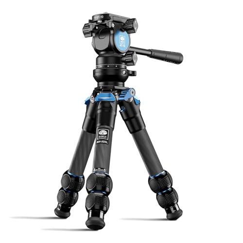 SIRUI AM-223L Carbon Fiber Mini Tabletop Tripod Kit, Compact Lightweight with AT-10 Fulid Video Head, Max Load 5kg/11.02lb for Cameras, DSLR (AM-223L+AT-10)