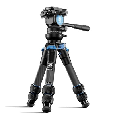 SIRUI AM-223L Carbon Fiber Mini Tabletop Tripod Kit, Compact Lightweight with AT-10 Fulid Video Head, Max Load 5kg/11.02lb for Cameras, DSLR (AM-223L+AT-10)