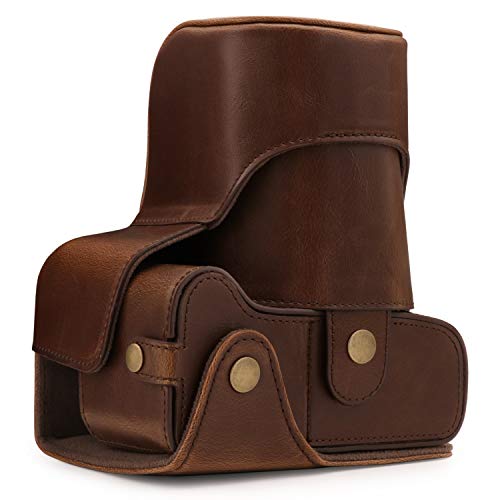 MegaGear MG1608 Ever Ready Leather Camera Case compatible with Canon EOS Rebel T7 (18-55mm), 2000D (18-55mm) - Dark Brown - color: Dark Brown