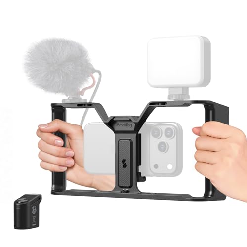 SmallRig IG-02 Wireless Control Universal Phone Cage for Short Video Starters, Dual Handgrip Smartphone Video Rig with Cold Shoe Mount, for iPhone 17 16 & Android, for Creators Vlogging-5356 - style: Wireless Controller