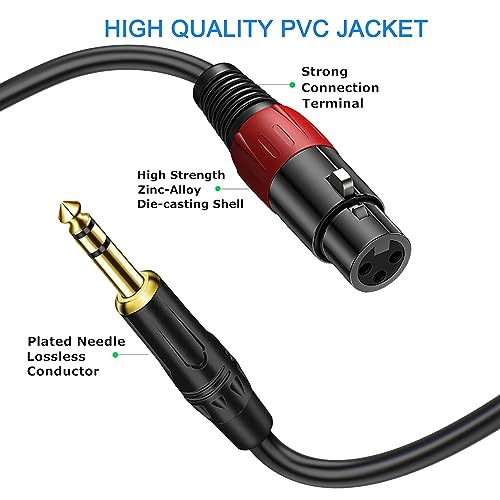 LanSenSu XLR to 1/4 TRS Stereo Adapter - XLR Female to 1/4 Inch (6.35mm) Microphone Audio Converter Cable (2Pack, 10ft) - size: 6.35mm to XLR Female-10ft