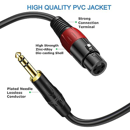 LanSenSu XLR to 1/4 TRS Stereo Adapter - XLR Female to 1/4 Inch (6.35mm) Microphone Audio Converter Cable (2Pack, 10ft) - size: 6.35mm to XLR Female-10ft