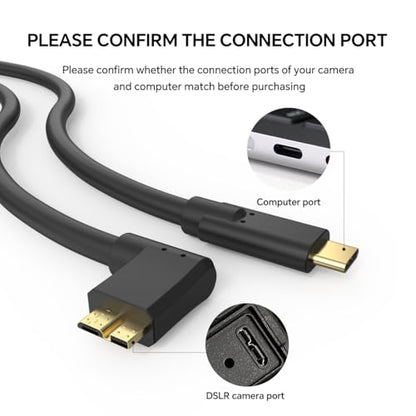 16.4ft USB C to Micro B Cable, 5Gbps High-Speed Data Transfer, USB Type-C to Micro B Camera & External Hard Drive Cable for Canon EOS 1DX2/ 5D4/ 5DS Nikon D850/ D810, WD, Seagate, Toshiba HDD