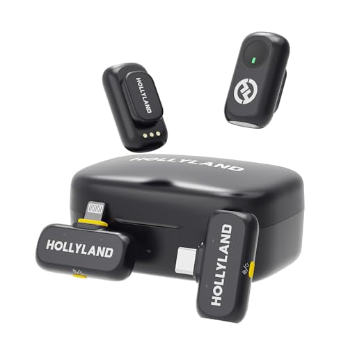 Hollyland Lark A1 Wireless Mini Microphone for iPhone & Android, 48kHz/24-bit, 3-Level Intelligent Noise Cancel, Microphone for YouTube, Podcast, Vlogging (Black, 2TX + 2RX + Charging Case) - color: Black, size: Combo (USB-C RX + Lightning RX + Charging C