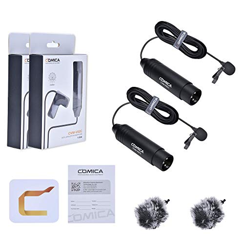 COMICA CVM-V02C XLR 48V Phantom Power Cardioid Lavalier Microphone,with Lapel Clip and Wind Muff,Lapel Mic for Camera Canon Sony Panasonic Camcorders Video Recording Interview YouTube - size: V02C2